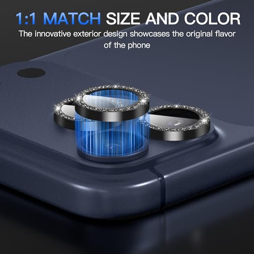Suoman for iPhone 17 Pro/Pro Max Camera Lens Protector-Black - color: Glitter-Black
