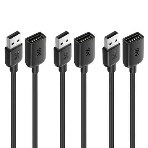 Cable Matters 3-Pack Short USB Extension Cable, USB Extender, 3ft, Black - size: 3 Feet, style: 3-Pack