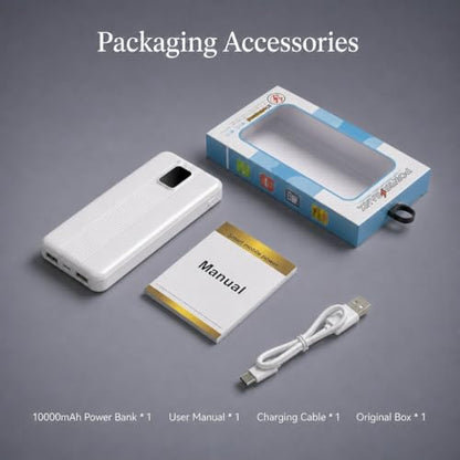 10000mAh Portable Charger with 4 Built-in Cables, 22.5W Fast Charging Power Bank, LED Display, Slim Travel Battery Pack for iPhone 17/16/15/14, Samsung Galaxy, iPad & More - color: White