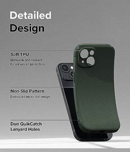 Ringke Onyx for iPhone 15 Case, [Feels Good in The Hand] Oil & Dirt Resistant, Individual Lens Covers for Cameras, Non-Slip Enhanced Grip Lightweight Cover - Dark Green | Anti-Fingerprint Texture, Slim & Lightweight Design, Non-Slip Side Pattern for Secur