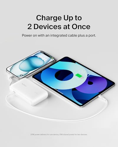 Belkin 10000mAh 20W USB C Power Bank, Portable Charger for iPhone & iPad - color: White, style: 10K mAh