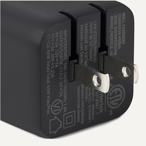 Amazon Basics 65W Fast Charging GaN USB-C Wall Charger, 2-Port for Laptops, Tablets, Phones, Charge 2 Devices at Once, Black - color: Black, style: 65 W Two Port