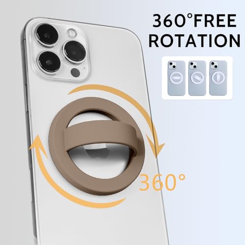 Magnetic Silicone Phone Grip,Comfy Finger Loop Grip Phone Holder,Strong Grip,Comfortable,Easy to Install and Remove,Compatible with Magsafe for iPhone 16/15/14/13/12 Series (Coffee) - color: Coffee