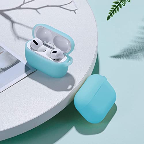 Lerobo for AirPod Pro Case, Silicone Cover with Keychain, Nightglow Blue - color: Nightglow Blue