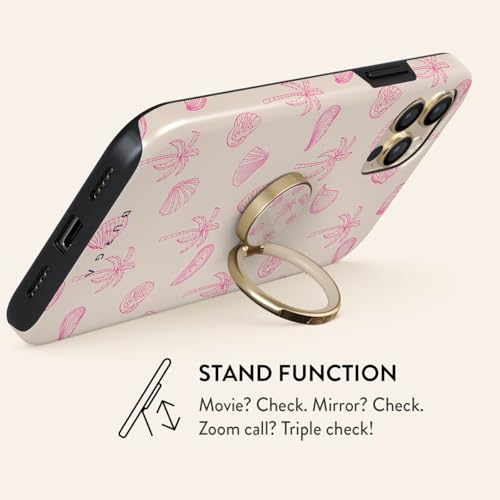 BURGA Cell Phone Ring, Holder Grip and Stand - Finger Phone Grip for Back of Smartphone Case, Kickstand 360 Rotation, Universal Ring for iPhone Samsung Galaxy Huawei Google Pixel, Stylish Accessories - color: Beach Please, style: Gold