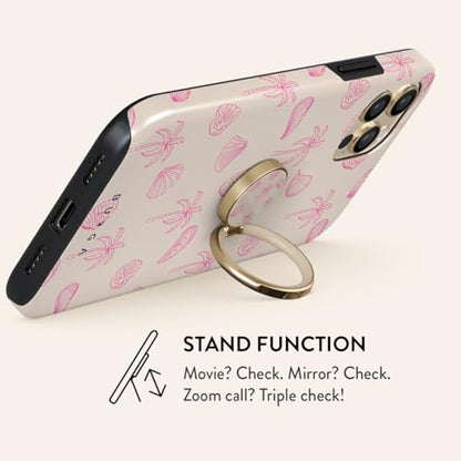 BURGA Cell Phone Ring, Holder Grip and Stand - Finger Phone Grip for Back of Smartphone Case, Kickstand 360 Rotation, Universal Ring for iPhone Samsung Galaxy Huawei Google Pixel, Stylish Accessories - color: Beach Please, style: Gold