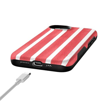 Casely iPhone 16e Case | East Coast Summer | Red Stripes | Bold Protective Design | Compatible with MagSafe - color: East Coast Summer | Red Stripes