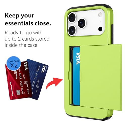 Wallet Case for iPhone 17 Pro Max with 2 Card Holder Credit Slot - color: Green, size: iPhone 17 Pro Max