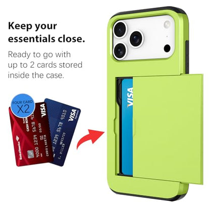 Wallet Case for iPhone 17 Pro Max with 2 Card Holder Credit Slot - color: Green, size: iPhone 17 Pro Max