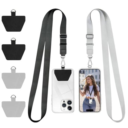 Doormoon Phone Strap Crossbody, Wrist Straps with Patch Cases Cell Phone Lanyards for Women Drop Protection Compatible with iPhone, Samsung, Google & Most Smartphones, 2 Pack, Black Grey - color: Black Grey