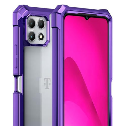 Ailiber for T-Mobile REVVL 7 5G Phone Case, with Screen Protector, Dual Layer Shockproof Bumper, Clear Transparent [Anti Yellowing], Slim Scratch-Resistant Cover for Metro REVVL 7 5G-Purple - color: Crystal Clear & Purple