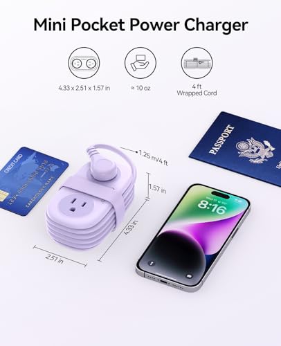 ORICO Purple Travel Power Strip with 4 AC Outlets 3 USB Ports (1 USB-C) - color: Purple
