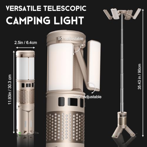 Telescopic Camping Lights with Stand, 40H Playtime, Magnetic Base - color: Gold