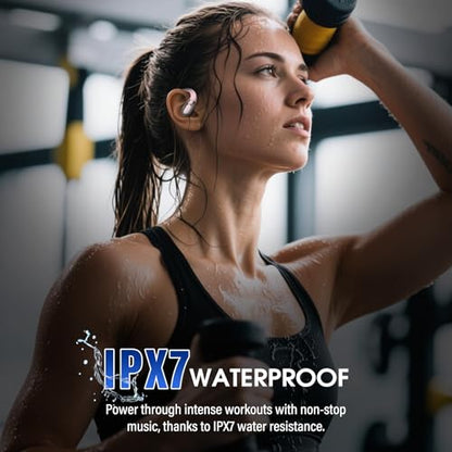 Open Ear Headphones Bluetooth 6.0 Immersive Stereo, 2026 Wireless Sports Earbuds with Wide Area Tap, 45Hrs Lightweight Comfort Ear Buds with ENC Mic, IPX7 Waterproof Earphones for Gym/Running Rose - color: Rose