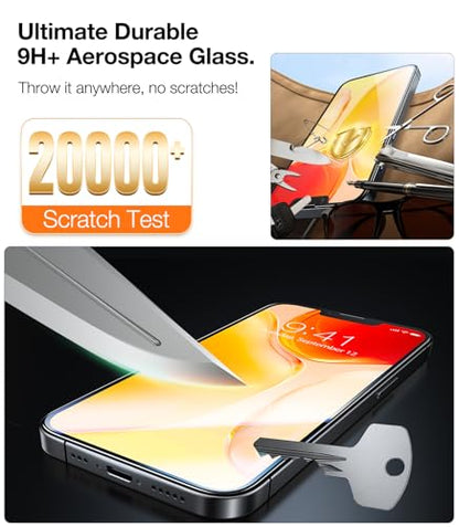 TORRAS Unbreakable for iPhone 17e/16e/14/13 Pro/13 Screen Protector [NO.1 Military-Grade] [12 FT Shatterproof] 9H+ Aerospace Tempered Glass 2 Pack - Touch Sensitivity, Full Coverage, 6.1 inch - size: iPhone 17e/16e/14/13 Pro/13 (6.1 inch)