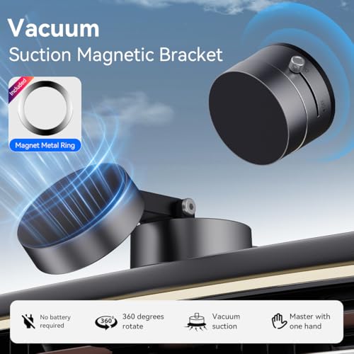 XO Simple is Beauty Upgrated Vacuum Suction Magnetic Phone Holder, Retractable Strong Suction Cup Magnetic Hands-Free Car Cellphone Mount Foldable Car Phone Stand for Car/Mirror/Gym(Not Charge Phone) - color: Space grey