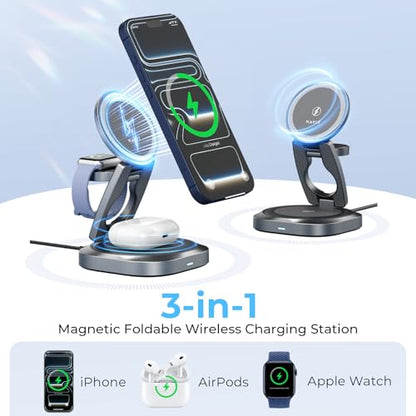 HAVIT W3111 3-in-1 Foldable Wireless Charger for iPhone, Watch & AirPods