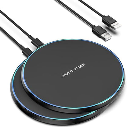 Wireless Charger Compatible with iPhone 16 15 14 13 12 11 Pro Max/Mini/Plus/XR/X/8, 15W Max Fast Wireless Charging Pad Mat for Samsung Galaxy S23/S22/S21/S20/S10, Galaxy Buds, 2 Pack - color: Black 2 Pack