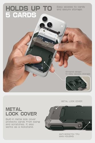 SUPCASE for MagSafe Wallet with Adjustable Stand, Hold 5 Cards, Green | RFID Blocking, Strong Magnetic Lock, Magnetic Wallet for Men, Phone Card Holder Tripod for iPhone 17/16/15/14/13/12 Series - color: Guldan
