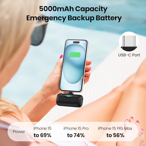 [2 Pack]Small Portable Charger for iPhone 17/16/15 Series,5000mAh 3A PD USB C Power Bank, Mini Travel Essentials Battery Pack for iPhone 17/17 Pro/16/16 Plus/16 Pro/15 Pro Max,Samsung,Android/LG etc - color: Black+Blue