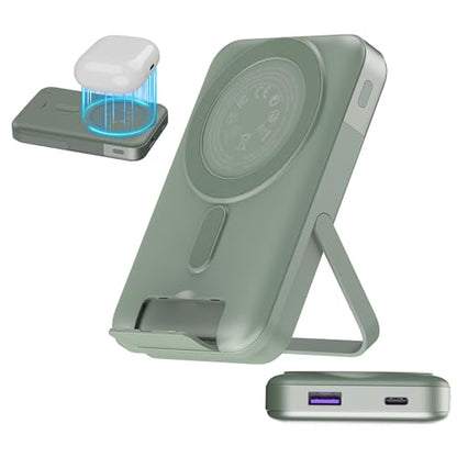 NOBIS Magnetic Power Bank 22.5W 10000mAh Portable Charger with Stand - color: Green