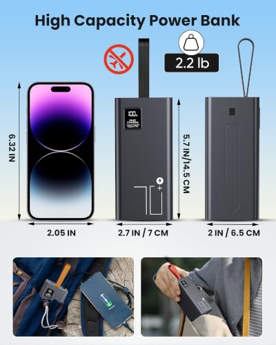 70000mAh Power Bank, 30W QC 3.0 Fast Charging Portable Charger - size: 70000mAh