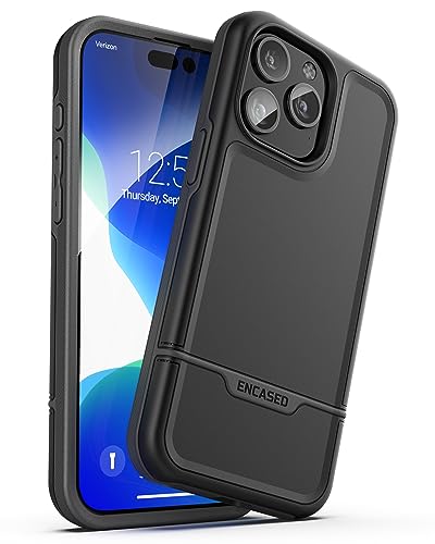 ENCASED Shockproof Case Compatible with iPhone 16 - Ultra Protective Heavy Duty Magnetic Phone Cover, Rebel Series (Black, iPhone 15 Pro Max) - color: Black, size: iPhone 15 Pro Max