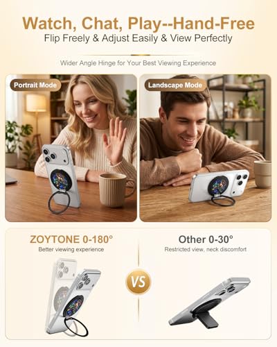 Magnetic Phone Grip for MagSafe, Ultra-Thin 360° Rotate Lightweight - color: Black-Colorful Shells