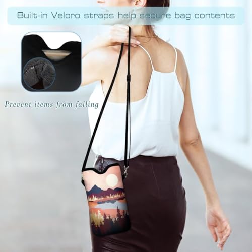 Cell Phone Sleeves Bag Case Crossbody Neoprene Holder Lanyard Phone Pouch for Women Men 7.5 X 4.5 Inches - Lake Moon - color: Lake Moon