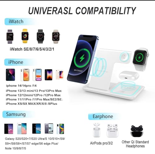 Generic 3-in-1 Wireless Charging Station (Black) - color: Black