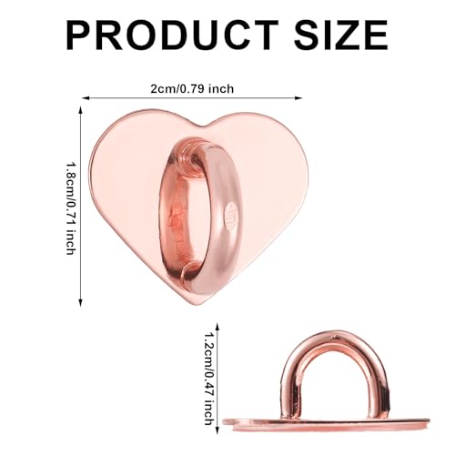 Gosknor 8pcs Heart Cell Phone Ring Holder, Cute Phone Charm Hooks Adhesive Smartphone Finger Ring Grip Sticky Metal Loop Stand for Cellphone Case Pad Tablet DIY Accessories (Rose Gold) - color: rose gold