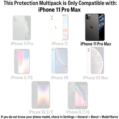 Scooch® Tempered Glass Multipack for iPhone 11 Pro Max, 3 Screen Protectors and 2 Camera Lens Protectors, Premium 9H Tempered Glass, Anti-Scratch, Anti-Fingerprint, Impact Resistant - size: iPhone 11 Pro Max