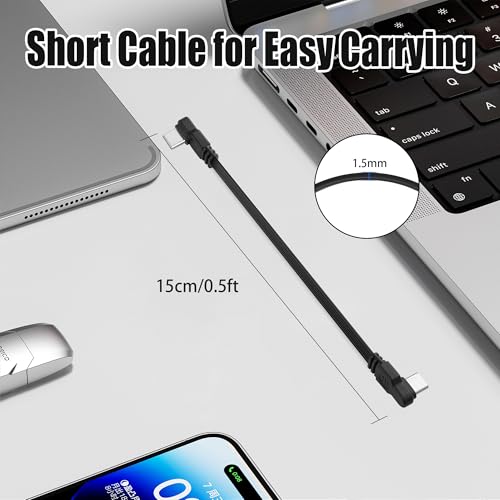 YACSEJAO 90 Degree USB C to USB C Cable,15cm/0.5ft, Side to Side Angle