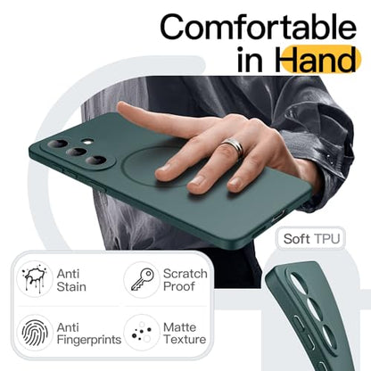 JETech Slim Magnetic Case for Samsung Galaxy S26, Anti-Slip, Midnight Green | Compatible with MagSafe, Full Camera Lens Protection, Soft TPU Cover, Shockproof - color: Midnight Green, size: Galaxy S26
