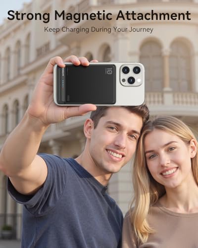Kuulaa for MagSafe Battery Pack 10000mAh, 20W Ultra Slim Wireless Portable Phone Charger with LED Display, Magnetic Power Bank for iPhone 16/15/14/13/12 (Black) - color: Black