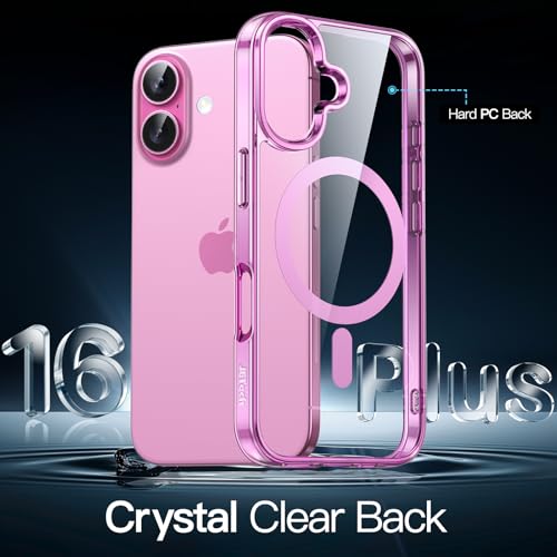 JETech Magnetic Case for iPhone 16 Plus 6.7-Inch Compatible with MagSafe, Shockproof Phone Bumper Cover, Anti-Scratch Clear Back (Pink) - color: Pink, size: iPhone 16 Plus