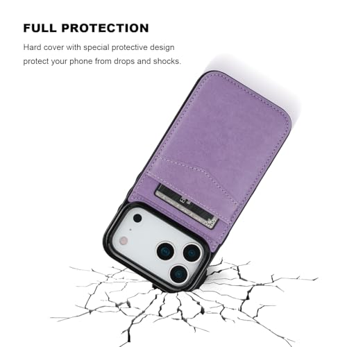 KIHUWEY for iPhone 17 Pro Max Wallet Case Card Holder Kickstand, Purple | Credit Card Slots, PU Leather, Magnetic Clasp, Flip Heavy Duty Protection Cover for Men - color: Purple