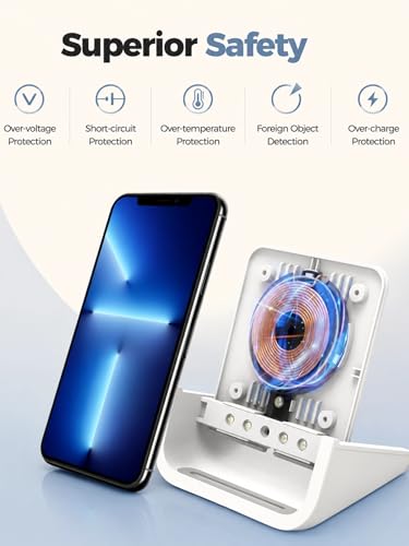 Wireless Charger YUWISS Wireless Charging Stand Cordless Charger 10/7.5/5W Compatible with iPhone 14 13 12/12 /11Pro Max/XR/XS Max/XS/X/8/8Plus Galaxy S22/S21/S9/S9+/S8/S8+ Note - color: White