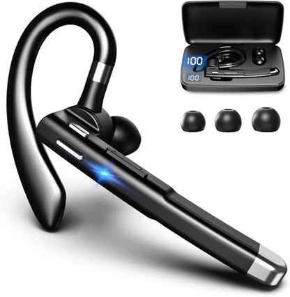 Bluetooth Headset with Microphone, Wireless Trucker Earpiece - color: Black