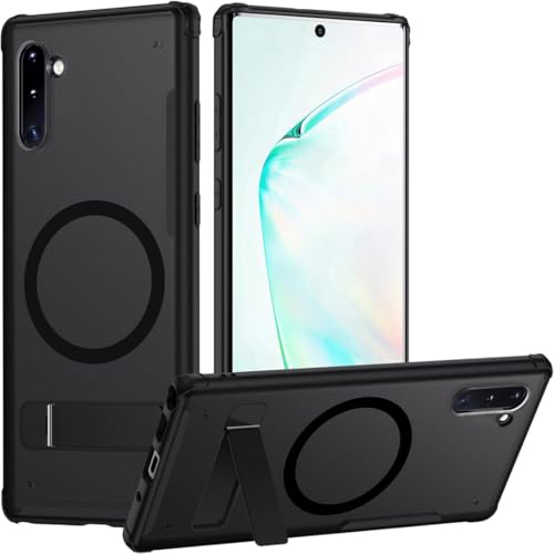 TIANNIUKE Magnetic Case for Samsung Galaxy Note 10,Compatible with MagSafe,Adjustable Kickstand,Translucent Matte Anti-Fingerprint,Shockproof Protective Phone Case - color: Kickstand Black, size: Galaxy Note 10