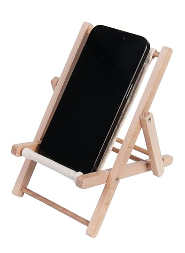 Foldable Wooden Cell Phone Stand, Phone Holder for Desk - color: Beige