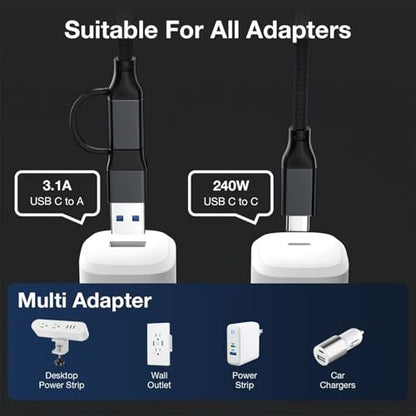 240W USB C Cable 6.6FT, 20Gbps USB C 3.2 Gen 2 Cable, USB to USB C Cable - color: Black, size: 6.6ft