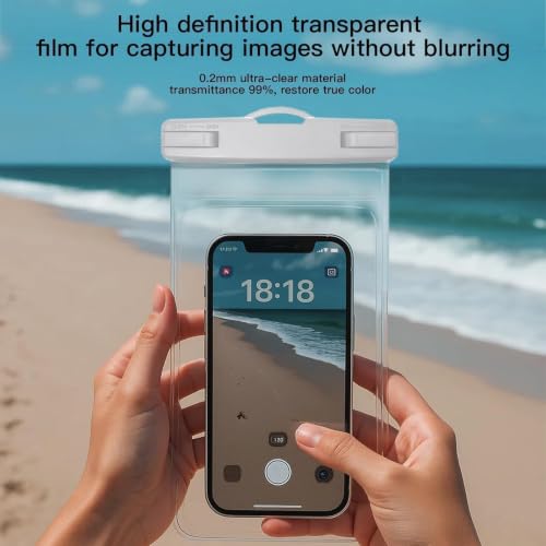 Waterproof Phone Pouch Compatible for iPhone 7in - 1 Light Grey | IPX8 Waterproof Case, Beach Travel Must Haves, Beach Essential, Dry Bag, 1 Pack, for iPhone 17/16/15/14/13/12 Pro Max - color: B2-Light Grey