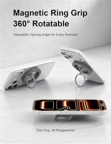 MagSafe Phone Grip Stand, 360° Rotatable, Dual-Sided Magnet - color: Gray