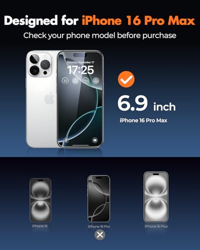 UNBREAKcable iPhone 16 Pro Max Screen Protector & Camera Lens Protector - size: iPhone 16 Pro Max