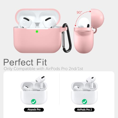 Lerobo for AirPods Pro 2nd/1st Case with Keychain, Pink - color: Pink