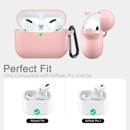Lerobo for AirPods Pro 2nd/1st Case with Keychain, Pink - color: Pink