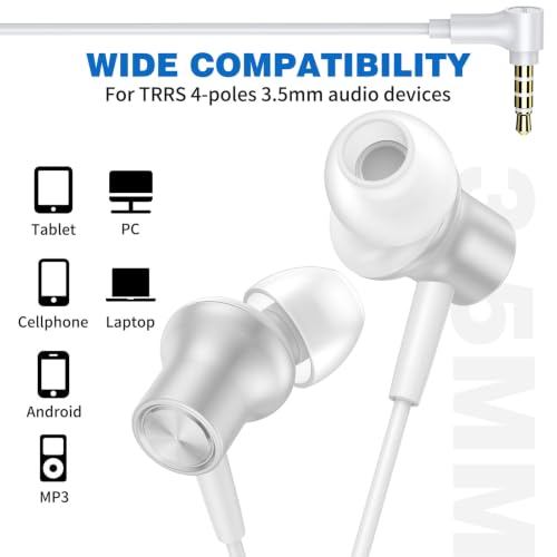 ASKUBSKU 3.5mm Headphones Wired Earbuds for Chromebook Laptop PC, Silver - color: Silver
