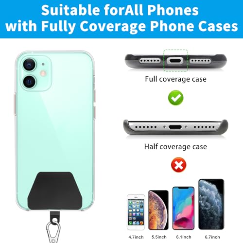 SHANSHUI Phone Lanyard, Neck Wrist Nylon Cell Phone Lanyard 1Pcs Tether Pads Compatible with iPhone & All Smartphones in Full Cover Cases - color: Tpuwhite, size: 17inch