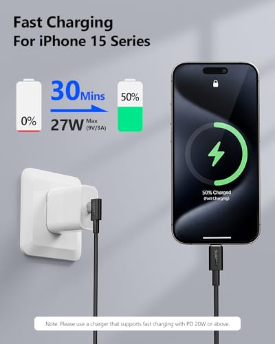 SUNGUY USB-C to USB-C Cable, 2 Pack 4FT Right Angle 60W PD Charger for iPhone 17 16 15 Pro Max, Galaxy S23/S21/Fold 3, MacBook Air/Pro, iPad Pro 2020 - color: Black, size: 4ft